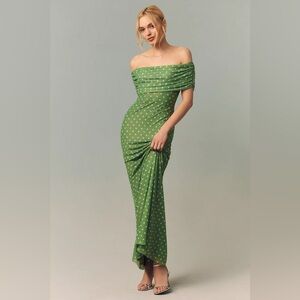 AFRM McCall Off-the-Shoulder Stretch Mesh Maxi Dress
